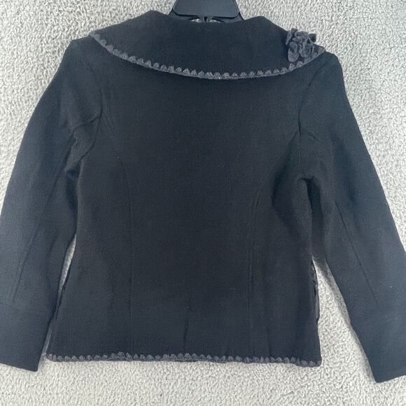 Carole Little Womens Blazer Cardigan Jacket Boiled Wool Boho Embroidered Black S - Picture 6 of 10